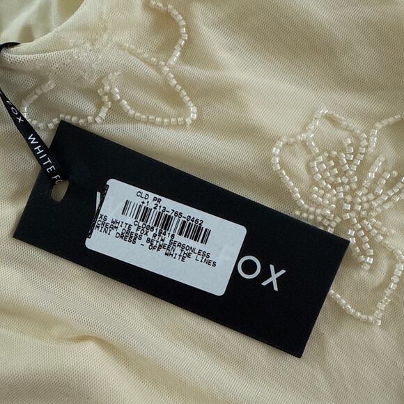 White Fox Mini Dress Beaded Sequins Cowl Neck Between The Lines Size XS Cream - Picture 5 of 8